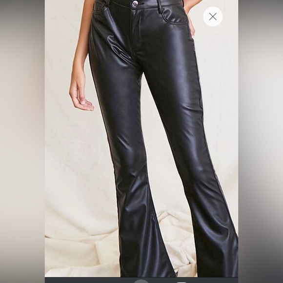NWOT Vegan Leather High Waisted Flare Pant - Picture 4 of 4